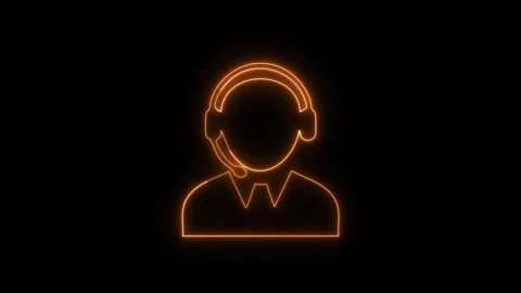 Operator headset neon icon animation. Stock Footage 332140302