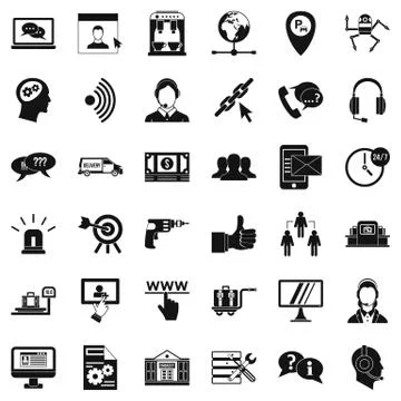 Operator icons set, simple style Stock Illustration