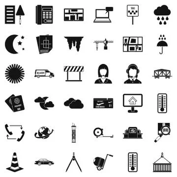 Operator icons set, simple style Stock Illustration