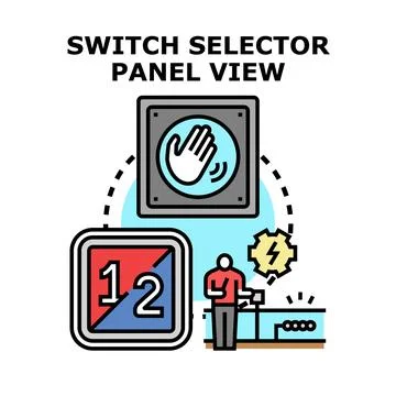 Operator interacting with system control panel selector Stock Illustration