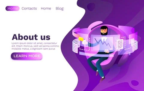 Operator job developer, website workplace process, display infographic. Vector Stock Illustration