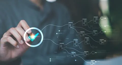 Operator makes mark on the survey topic ,Auditing and evaluating the qualit.. Stock Photos