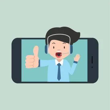 Operator  man Online concept on mobile phones Stock Illustration