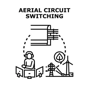 Operator managing aerial circuit switching and energy network Stock-Illustration