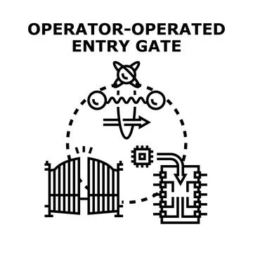 Operator managing digital entry gate access service Stock Illustration