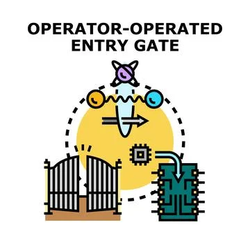 Operator managing digital entry gate access service Stock Illustration
