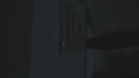 Operator Men are turn off the switch light when not in use before leave work. Stock Footage 217955590
