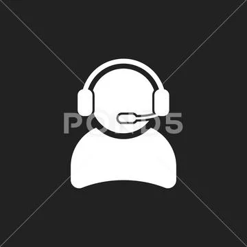 Operator with microphone vector icon. Operator in call center illustration. Stock Illustration