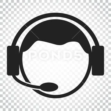 Operator with microphone vector icon. Operator in call center illustration. S Stock Illustration