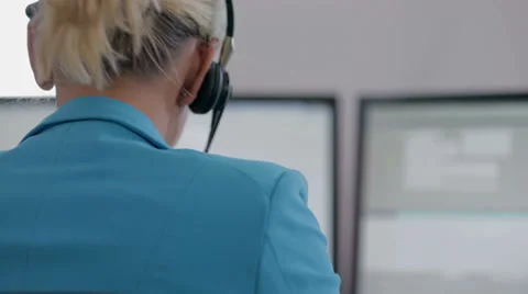 Operator at the office desk during her work Stock Footage 35398546