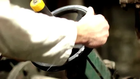 The operator opens the valve in machine room Stock Footage 71184659