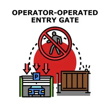 Operator operated entry gate system access control Illustrazione stock