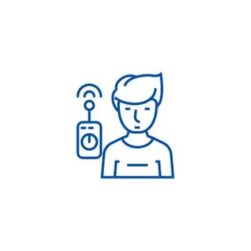 Operator with remote controller line icon concept. Operator with remote Stock Illustration
