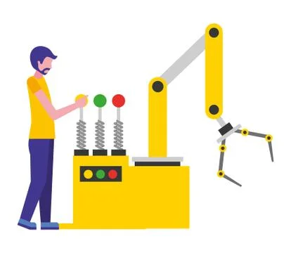 Operator with robotic hand machine icon Illustrazione stock