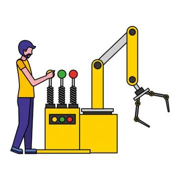 Operator with robotic hand machine icon Illustrazione stock