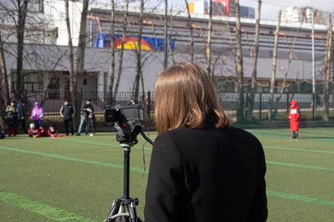 The operator is shooting the match. Stock Photos