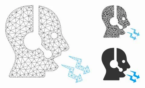Operator Shout Vector Mesh 2D Model and Triangle Mosaic Icon Stock Illustration