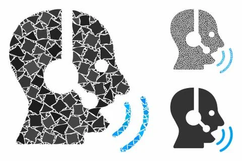 Operator speech sound waves Composition Icon of Rugged Elements Stock Illustration