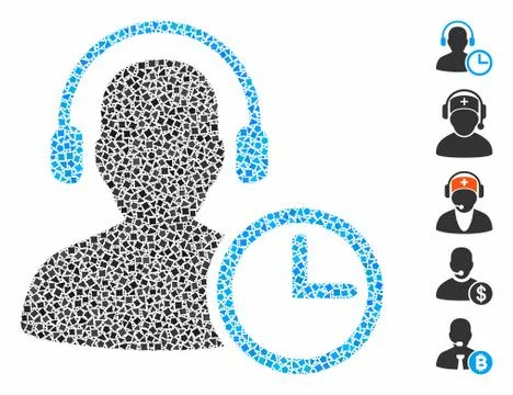 Operator time Mosaic Icon of Bumpy Pieces Stock Illustration