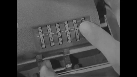 Operator turns nob control to D to decipher the message - 1940 Stock Footage 108041768