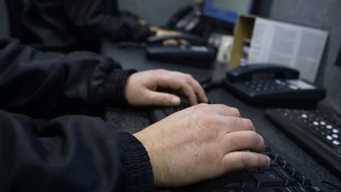 Operator Typing on Keyboard Stock-Footage 94524408