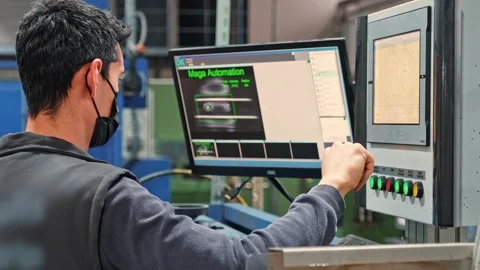 Operator Using Automation Software Stock Footage 308043520