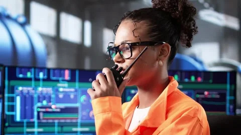 Operator Using SCADA System For Power Control Stock Footage 317873390