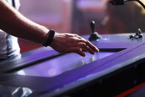 Operator using touch screen Stock Photos