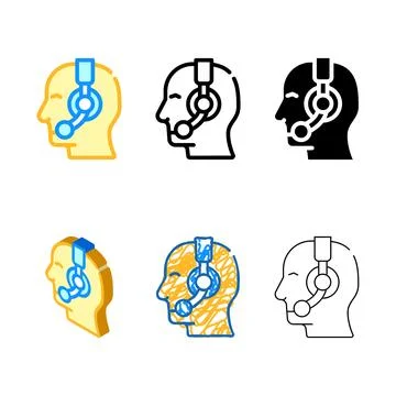 Operator variants call center worker with headphones color icon vector イラスト素材