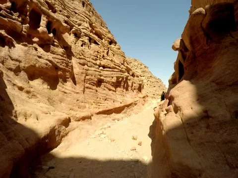The operator is waiting for the tourists in the canyon Stock Footage 73102572