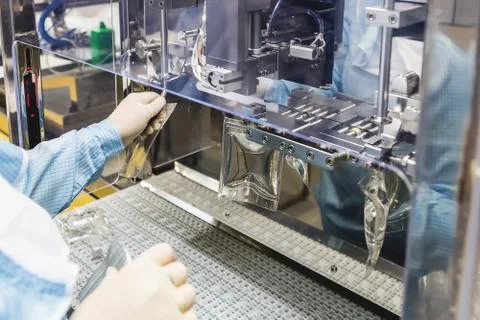 Operator work on infusion pharmaceutical industry Stock Photos