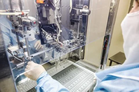 Operator work on infusion pharmaceutical industry Stock Photos