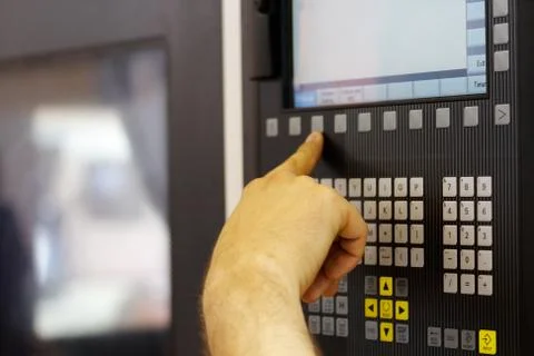Operator working with cnc machine Stock Photos