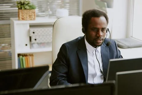 Operator Working via Computer Foto stock