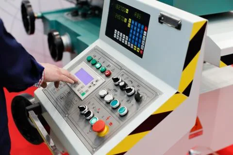 Operator working with control panel Stock Photos