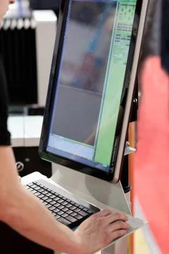 Operator working with the control panel Stock Photos