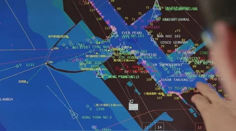 A operator is working in vessel traffic service center (Control Tower). Stock Footage 66456101