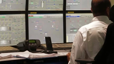 Operator Works In A Control Room Stock Footage 64256716
