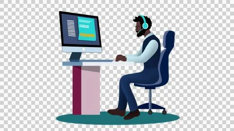 Operators are working to contact customers online and by telephone Stock Illustration