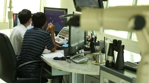 Operators are working in vessel traffic service center (Control Tower). Stock Footage 66456067