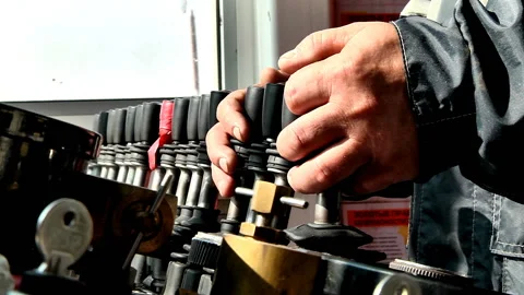 Operator's hands on the joysticks Stock-Footage 96463998