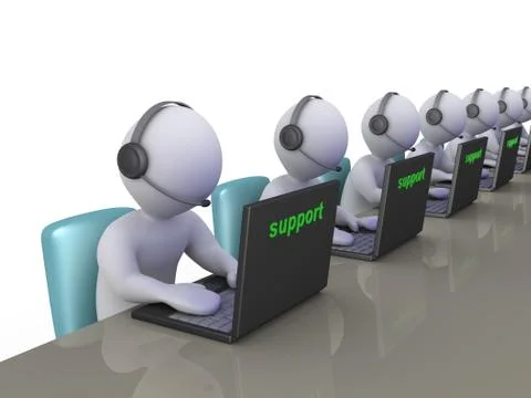 Operators at support call center Illustrazione stock