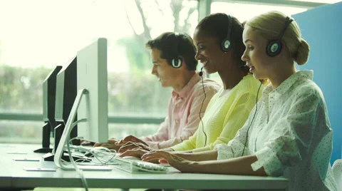 Operators at work in call center Stock Footage 63283716