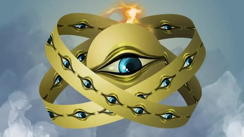 Ophanim angel made of wheels covered with eyes in the sky 動画素材 342367451