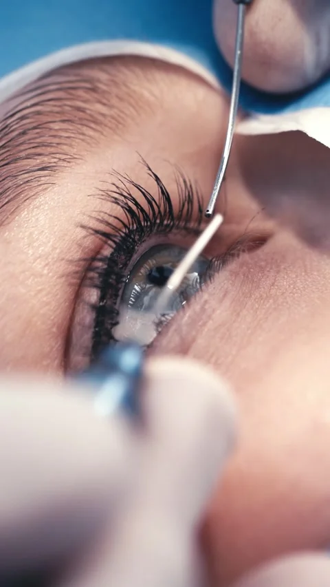 Ophthalmic surgeon performing delicate eye surgery using precision instruments, Stock Footage 337386240