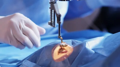 An ophthalmic surgery specialist performs an operation Stockbeeldmateriaal 265013067