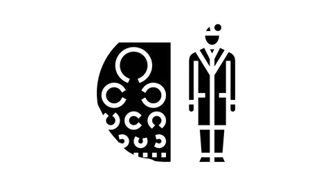 Ophthalmic technician eye chart glyph icon animation Stock Footage 326152694