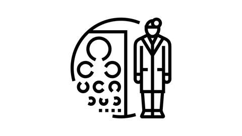 Ophthalmic technician eye chart line icon animation Stock Footage 326131945