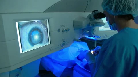 Ophthalmologist checking the eyes Stock Footage