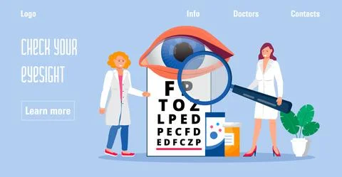 Ophthalmologist concept vector. Check your eyesight illustration for medicine Illustrazione stock